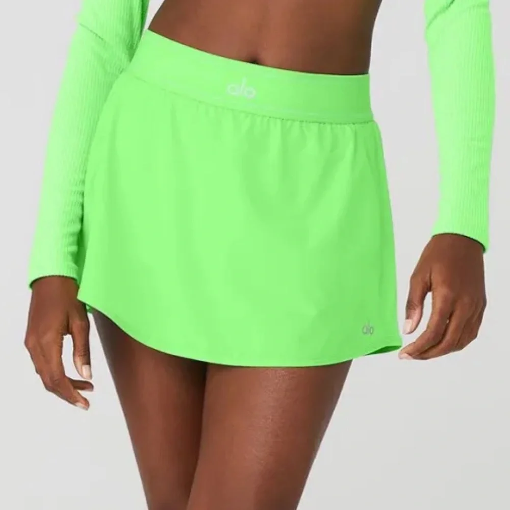 Alo Yoga Match Point Tennis Skirt Green Glow XS